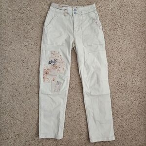 Pilcro Anthropologie Size 26 The Wanderer Jeans Patchwork Cream Pant Floral